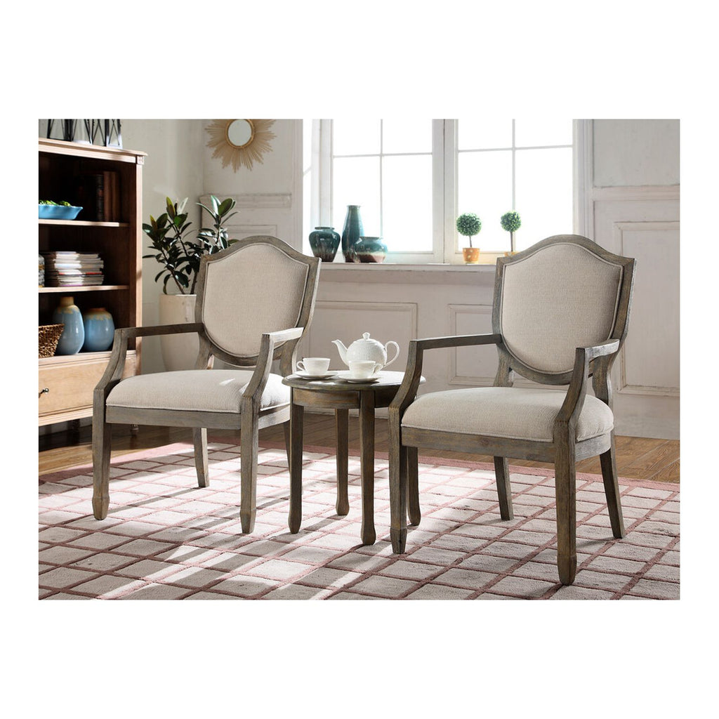 Antique Natural 3-Piece Wood and Fabric Living Room Set A330