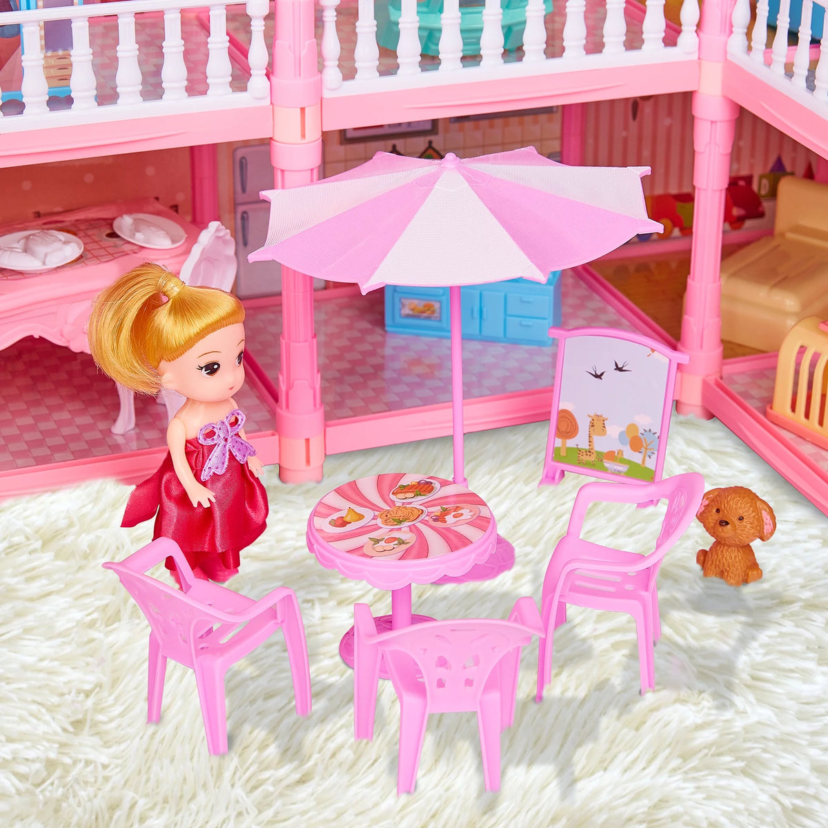 5-Story 19 Rooms Dollhouse with 1 Doll Toy Figure O406027