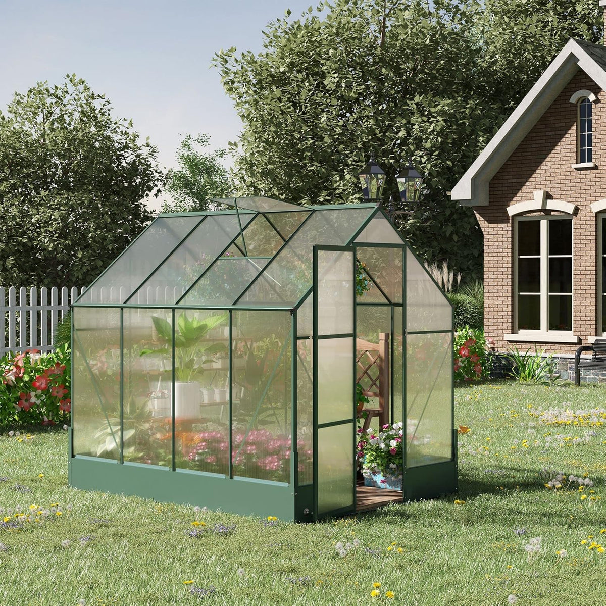 6' x 8' x 7' Walk-in Polycarbonate Greenhouse Y63128