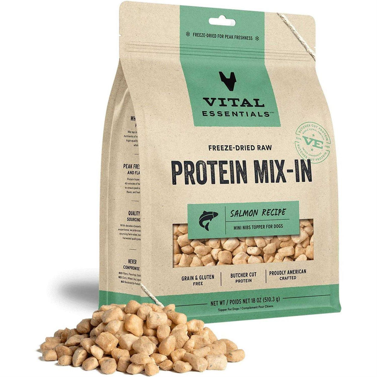 Freeze Dried Raw Salmon Recipe Mini Nibs Topper for Dogs B877138