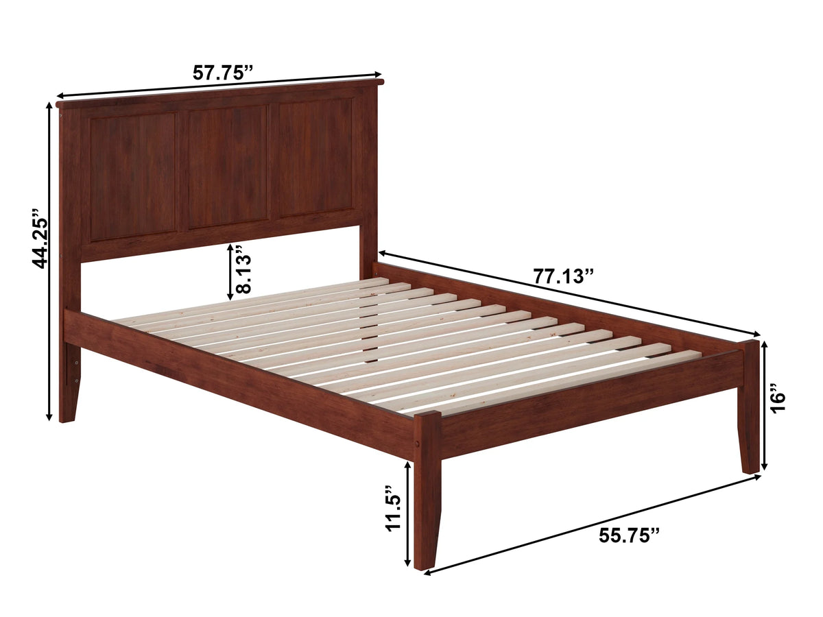 Walnut Full Solid Wood Platform Bed with Panel Headboard K408