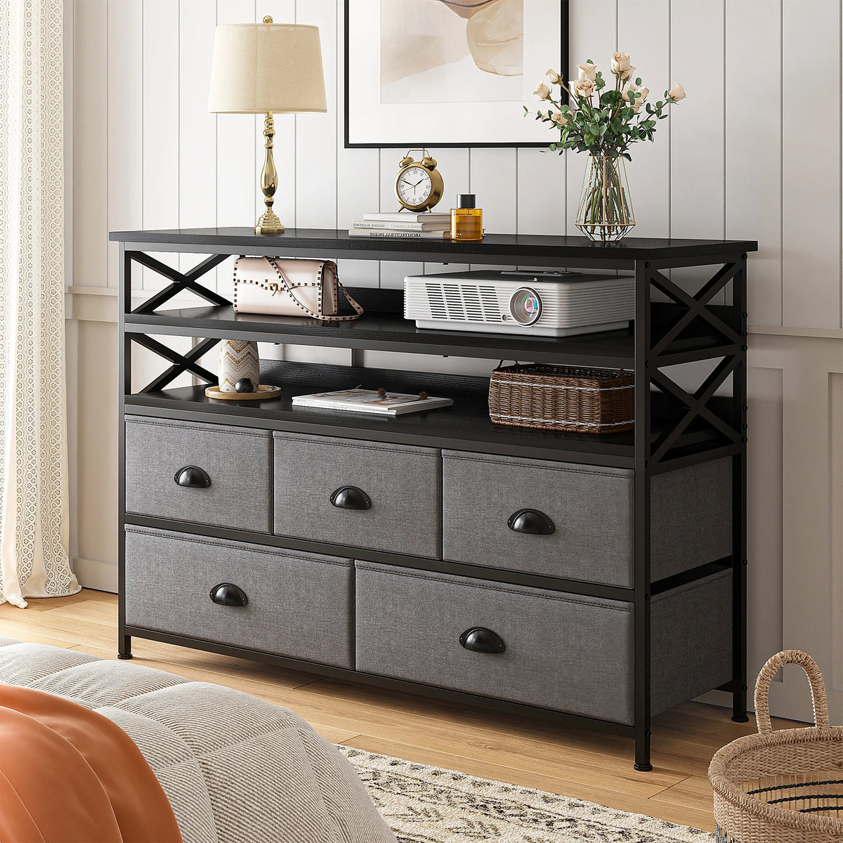Rustic Brown 5 Drawer Dresser TV Stand B993346