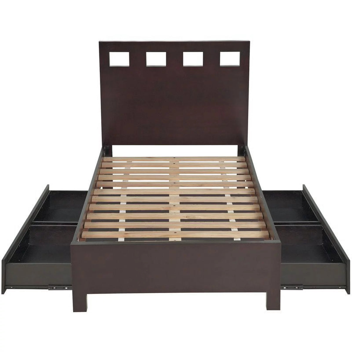 Espresso Solid Wood Platform Storage Bed I371019