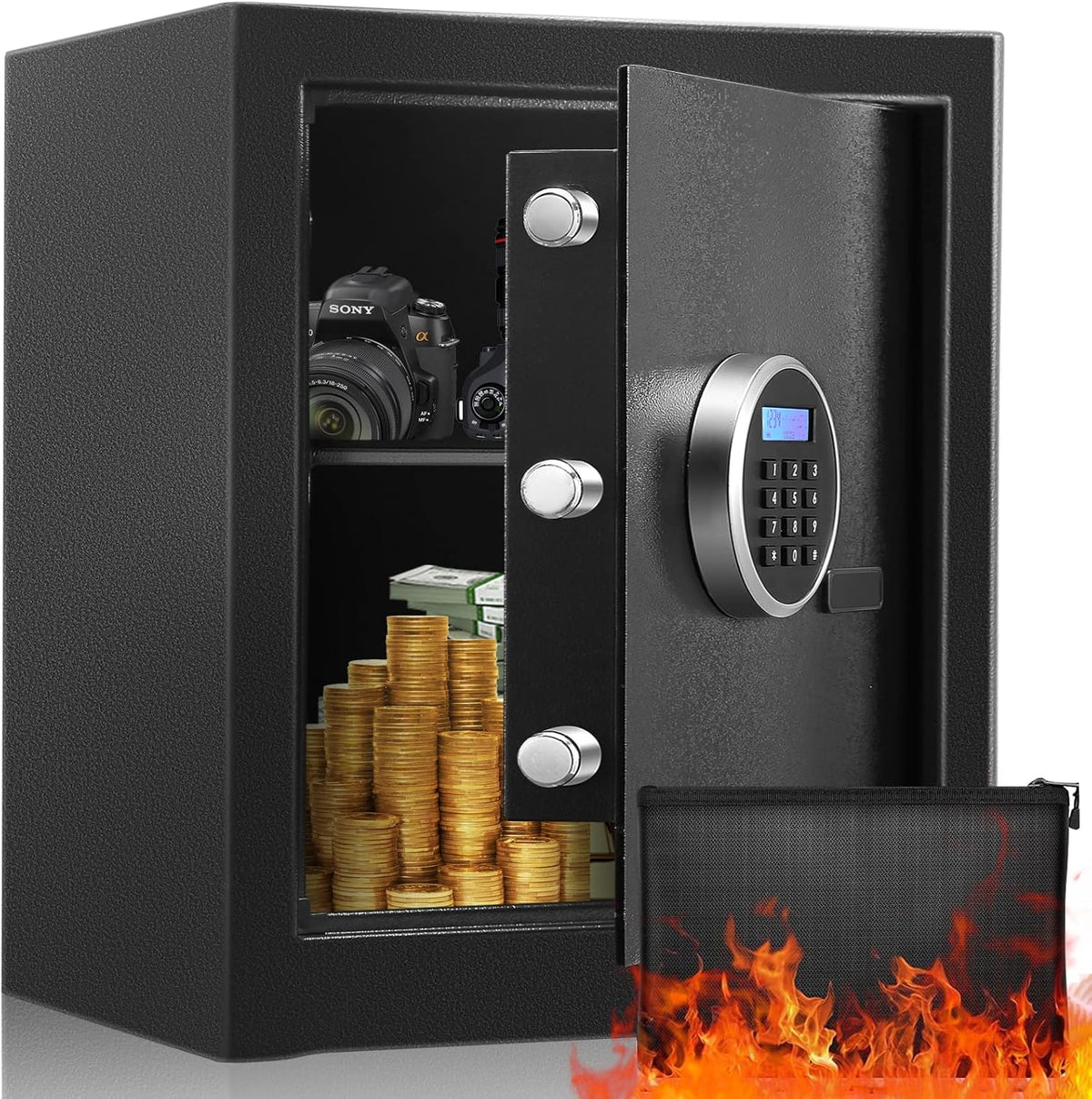 4.0 Cub Fireproof Waterproof Digital Safe Box with Document Bag L566