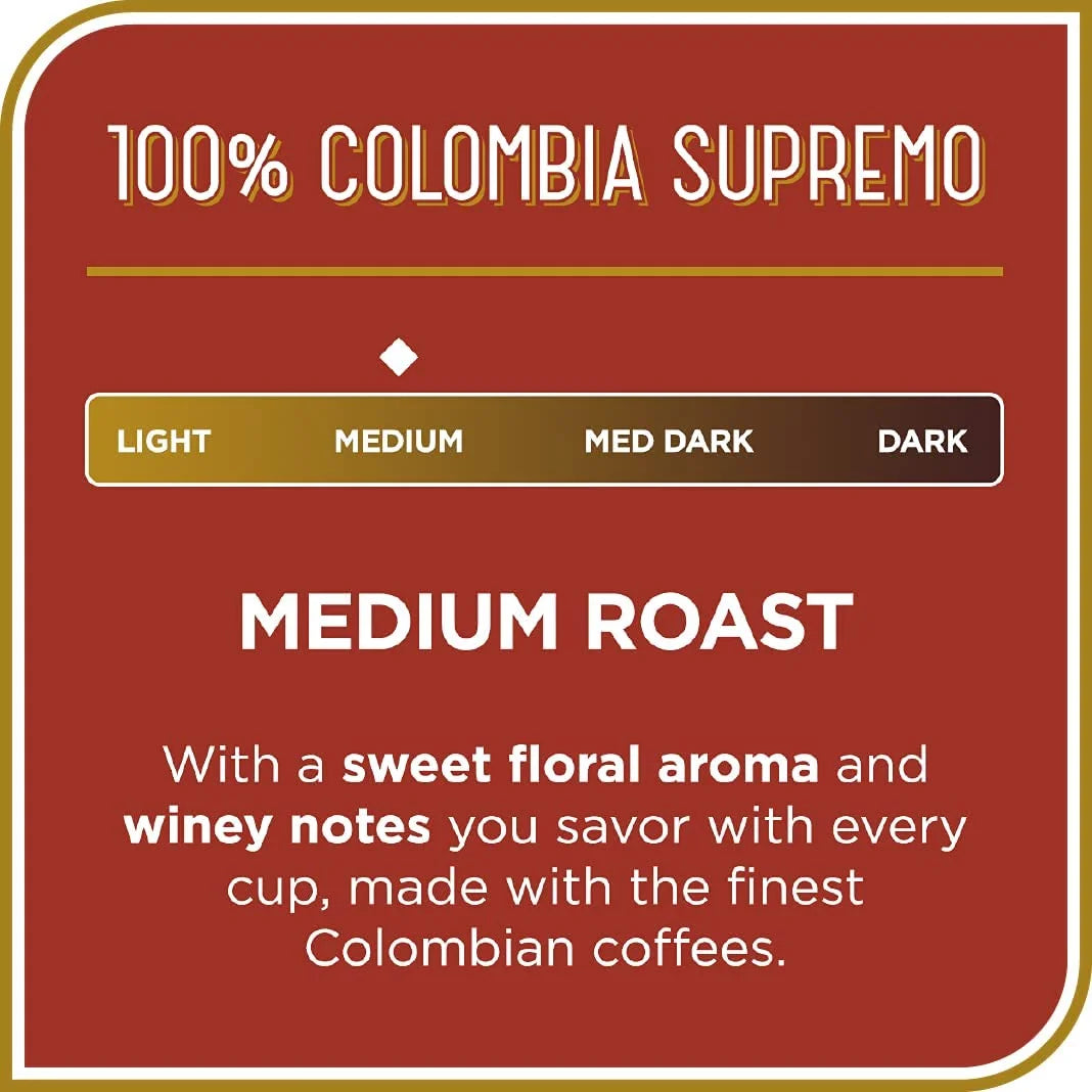 100% Colombia Supremo Whole Bean Coffee E92658
