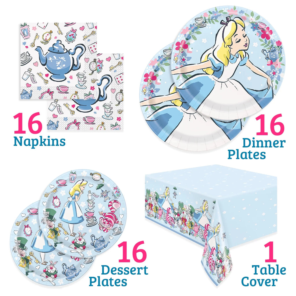 Large Paper Plates, Dessert Plates, Napkins & Table cover Birthday Tableware Set E192827