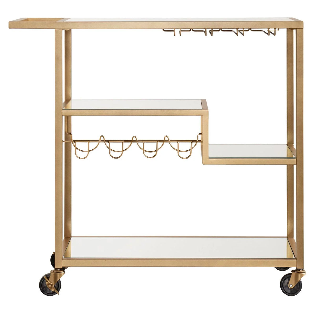 Champagne Gold Mirror Glass Metal Bar Cart N610