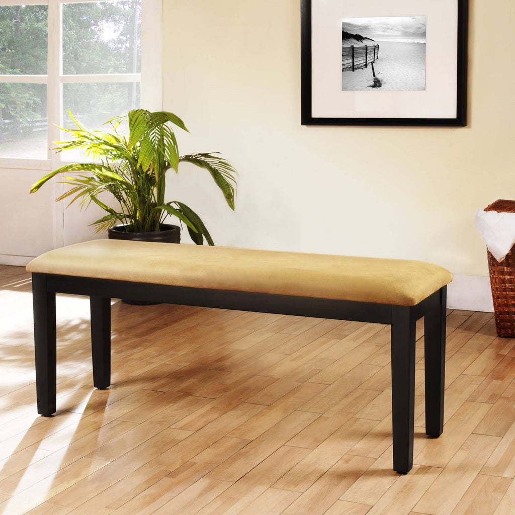 Goldtone Microfiber Black Wood Base Gold Bench F8650
