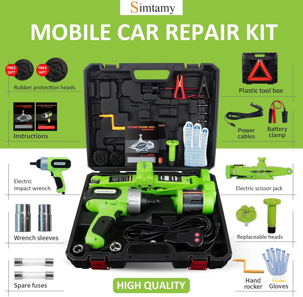 Electric Car Jack 3 Ton 12V Scissor Jack Portable Car Lift Tire Change Kit O5996