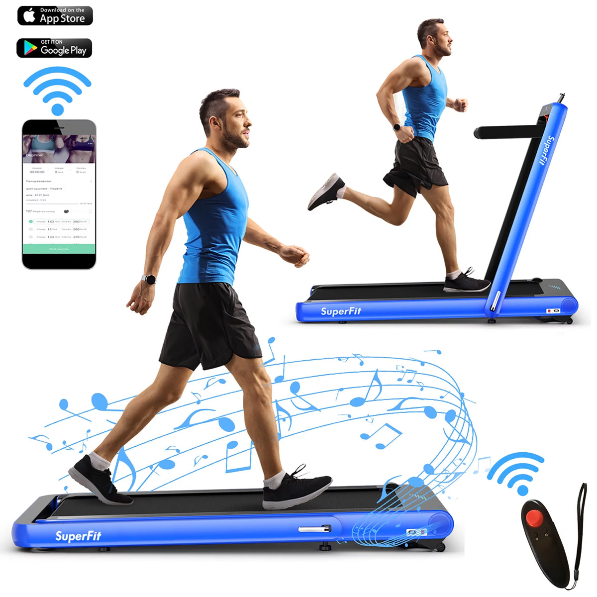 4.75HP 2 In 1 Folding Treadmill White G10316