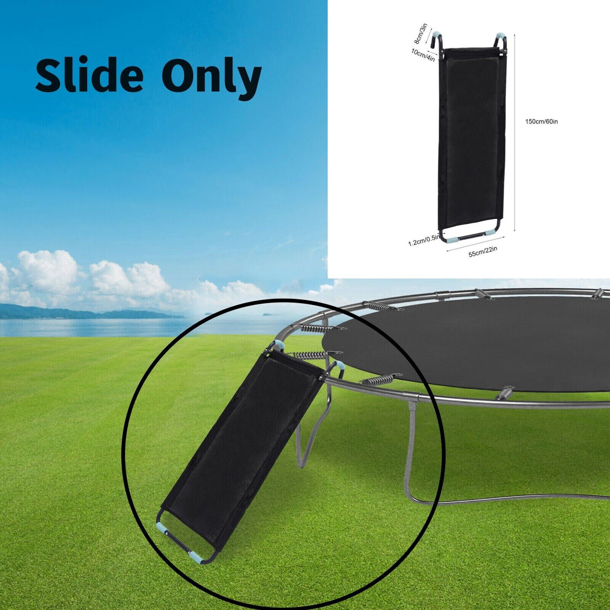 Kids Trampoline with Slide and Ladder 165lbs Capacity L484918