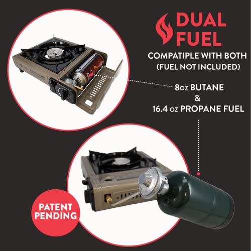 Portable Dual Fuel Propane Butane Stove with Carrying Case N39033
