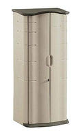 Compact Vertical Resin Storage Shed With Floor (2 x 2.5 Ft), Beige/Brown K269
