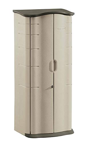 Compact Vertical Resin Storage Shed With Floor (2 x 2.5 Ft), Beige/Brown K269