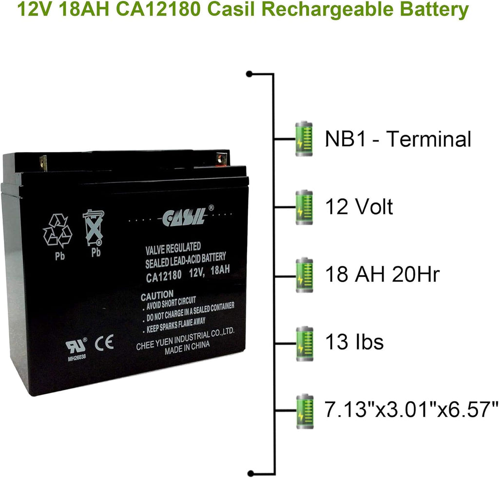 12v 18ah AGM Rechargeable Deep Cycle Battery Pack of 2 A829209