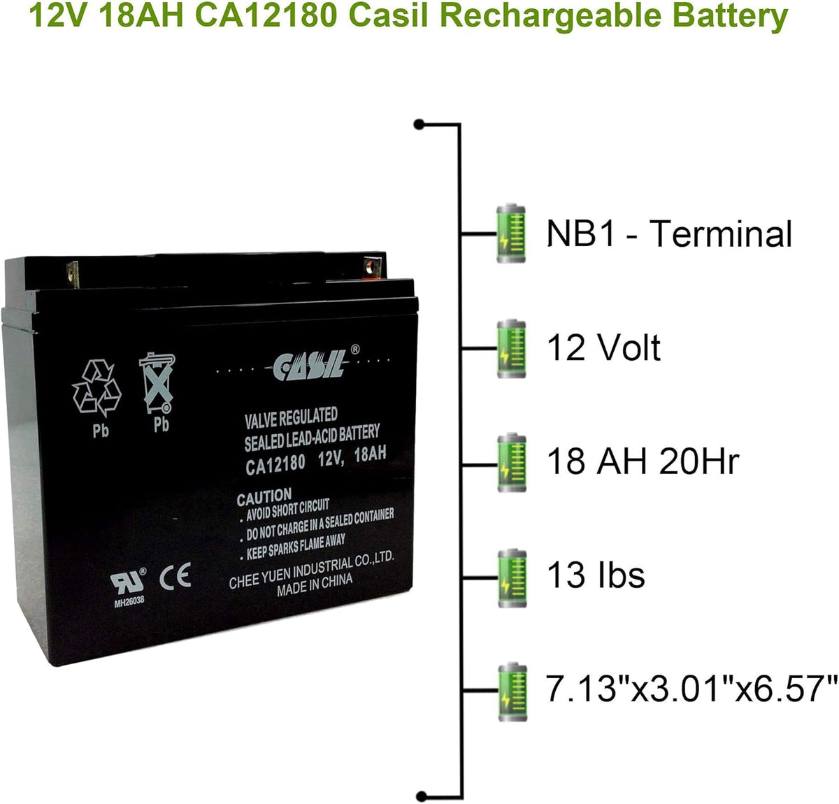 12v 18ah AGM Rechargeable Deep Cycle Battery Pack of 2 A829209