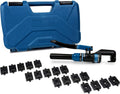 Hydraulic Electrical Cable Crimper Kit with 18 Die Sets 12 AWG - 00 (2/0) 5 US TON H180543
