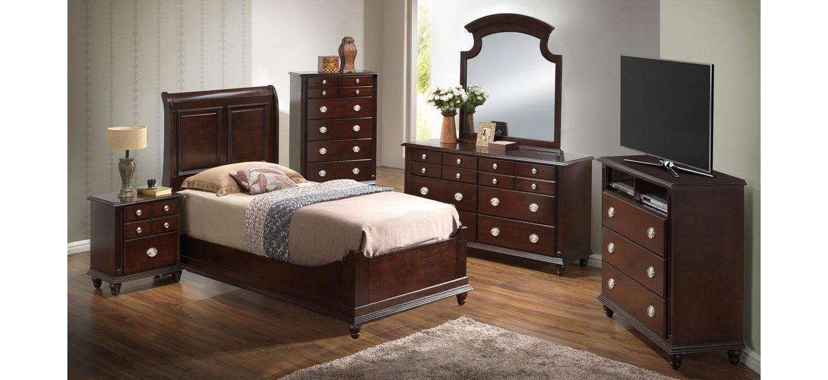 Twin Sleigh Bed in Cappuccino F54660
