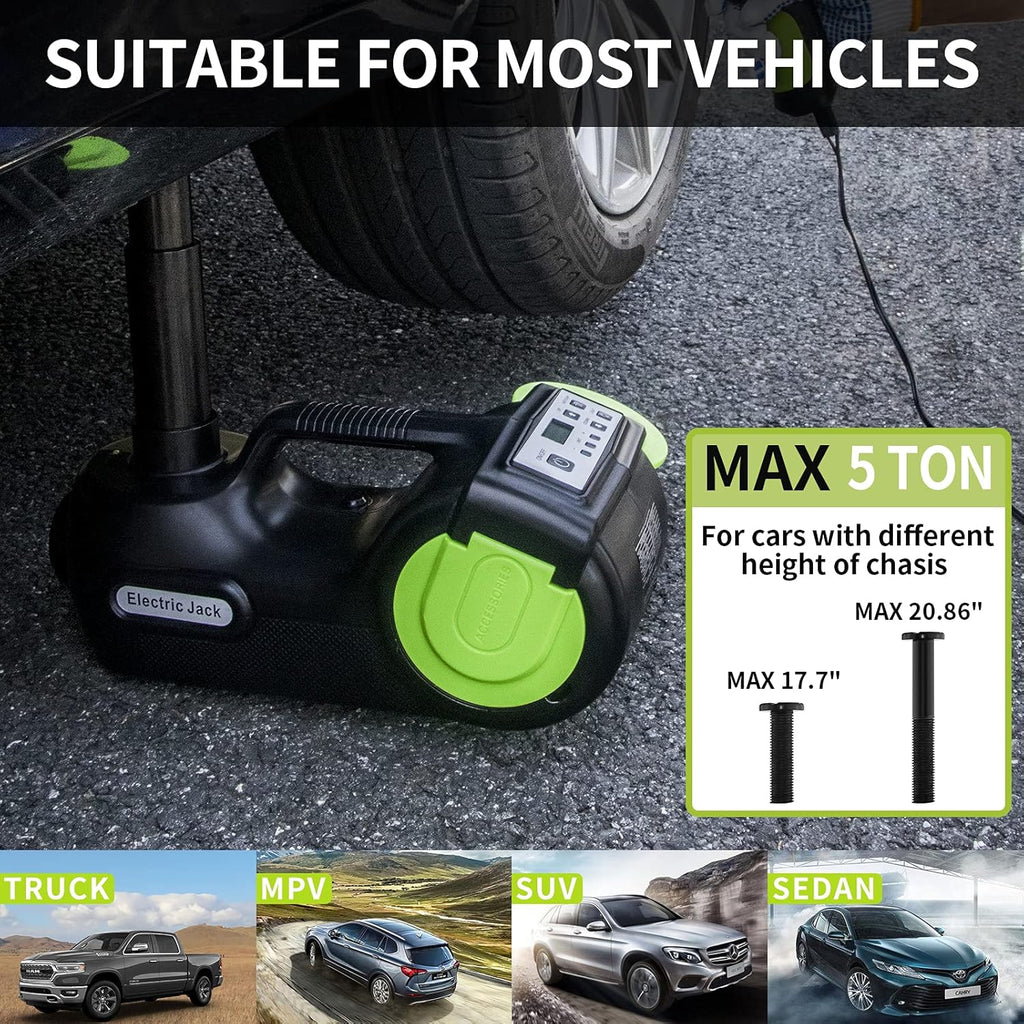 5 Ton 12V Electric Car Jack Kit with Impact Wrench & Inflator M507