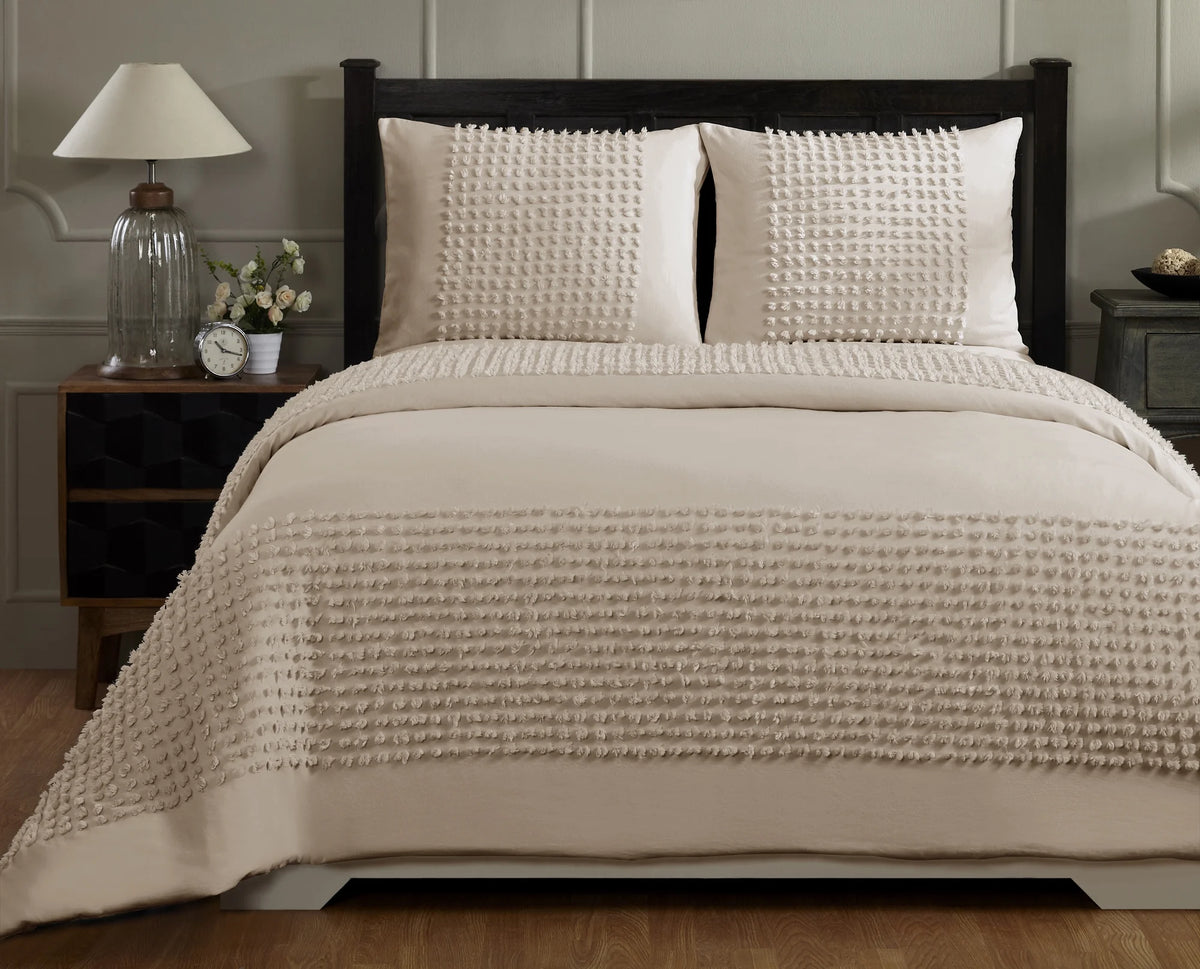 Light Beige Cotton Twin Comforter Set G4604