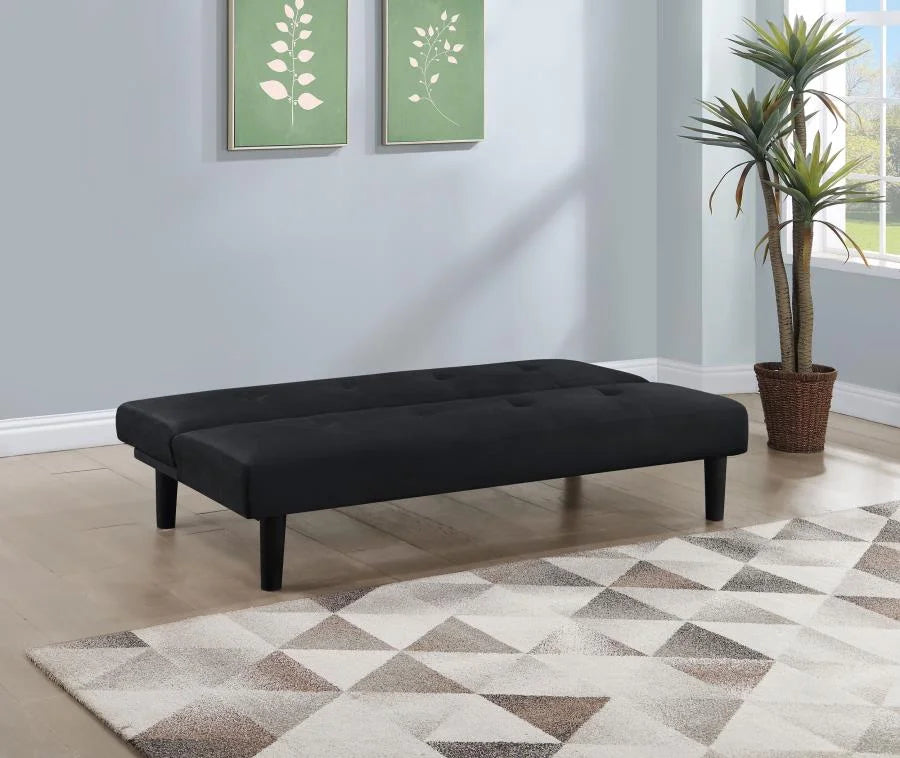 Black Upholstered Tufted Convertible Sofa Bed U1418