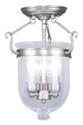 Semi Flush Mounts 3 Light with Seeded Glass Brushed Nickel 10 in V87564