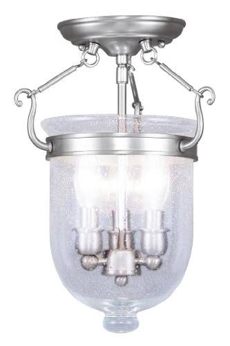 Semi Flush Mounts 3 Light with Seeded Glass Brushed Nickel 10 in V87564