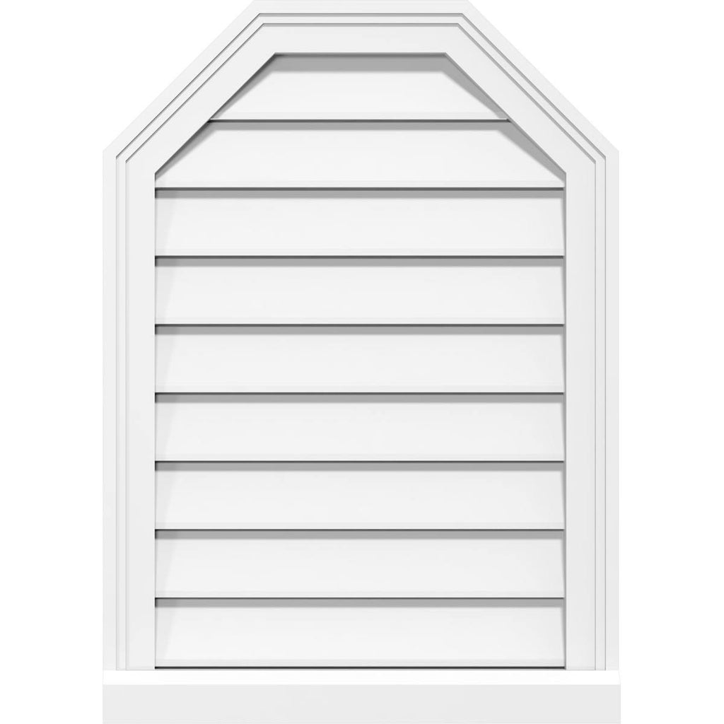 30x22W x 34x22H Octagonal Top Surface Mount PVC Gable Vent with Brickmoul Y735