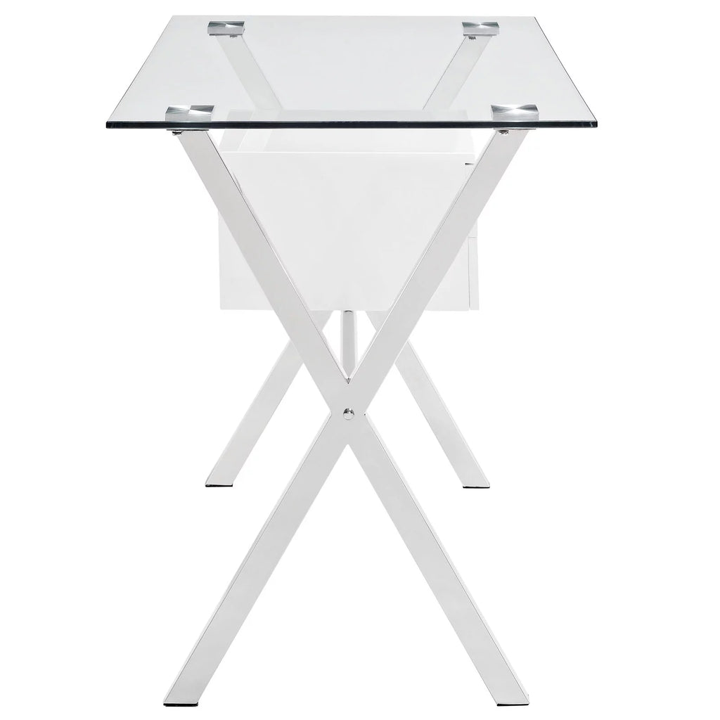 Glass Top Office Desk in White T22487
