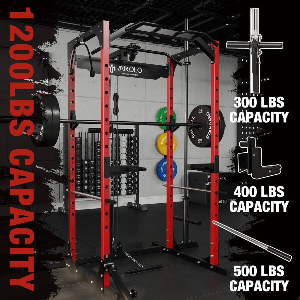 1200LBS Capacity Power Rack with LAT Pulldown System P161986