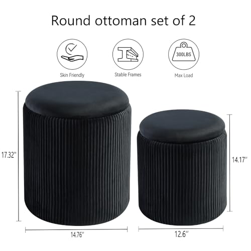Set of 2 Upholstered Velvet Ottoman with Storage O80093