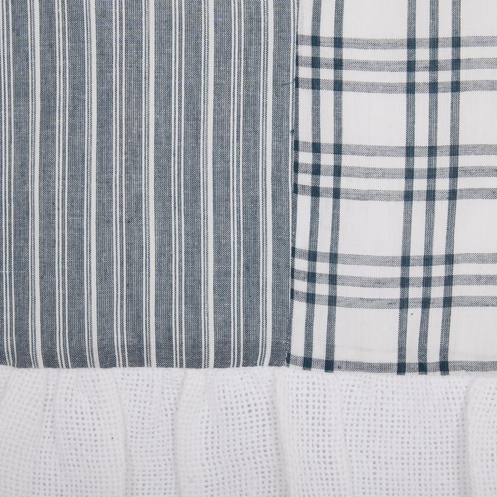 Blue Farmhouse Window Panel Set with Attached Valance Q853217