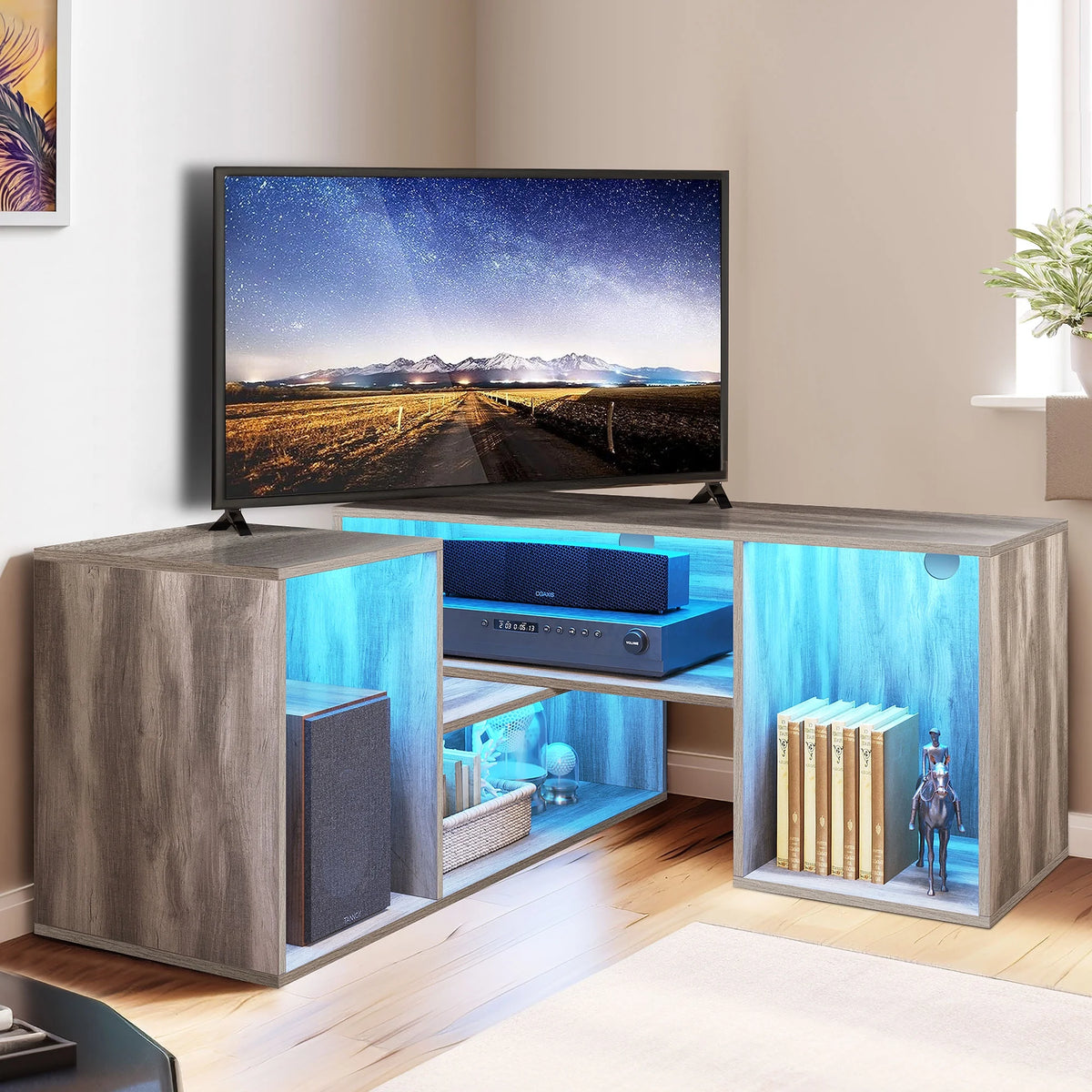 Oak TV Stand for 45 - 75 inch TVs H4381