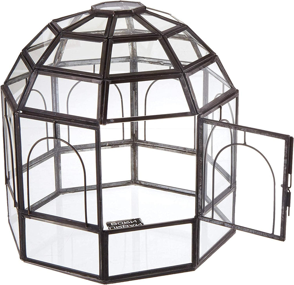 Large Glass Terrarium 10 x 9 x 9 Brass T216