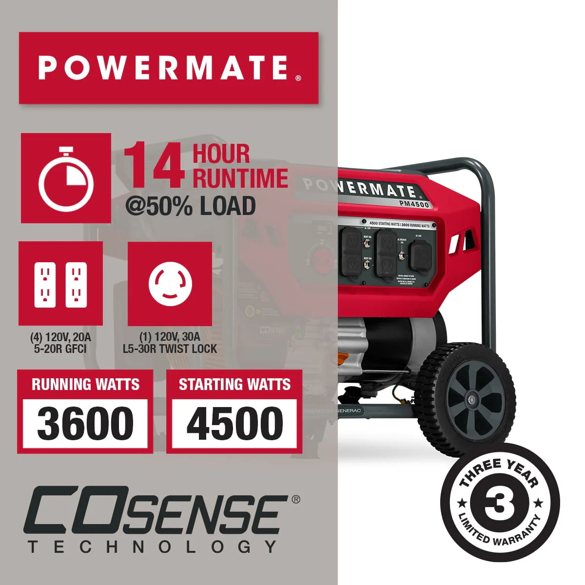 4500 Watts Portable Inverter Generator P91418
