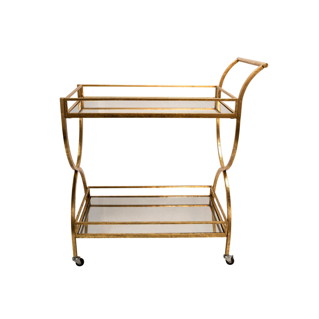 Gold Metal 2-Tier Rolling Bar Cart H912264