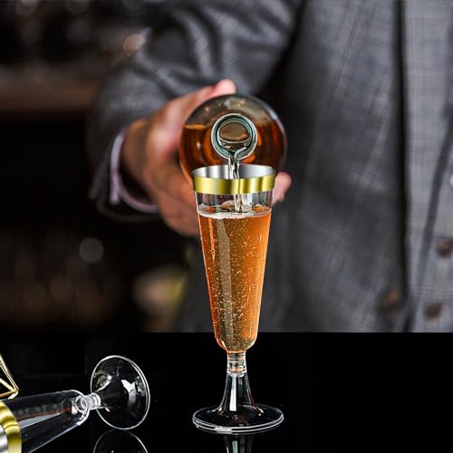 40 Pcs Gold Glitter Plastic Champagne Flutes U720514