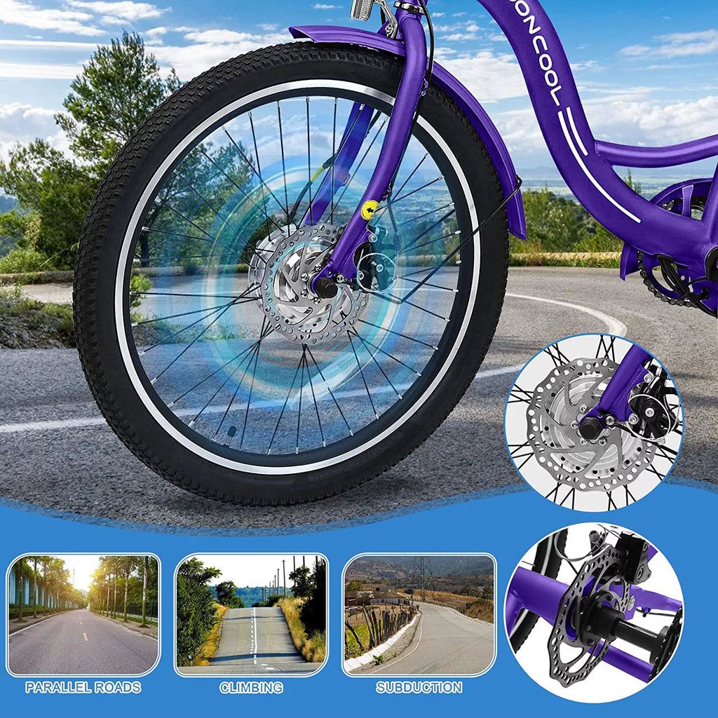Electric Trike, 7 Speed 24"/26" 3 Wheel Electric Bicycle with 36V 14.5Ah Lithium Battery E10157