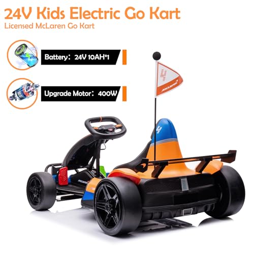 24V Electric Go Kart with 400W Motor, 2 Speeds Drift Kart W333