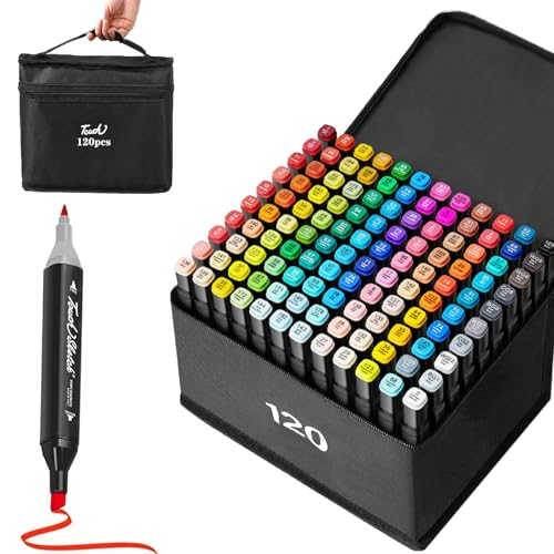 120 Colors Dual Tip Alcohol Markers Set G1586