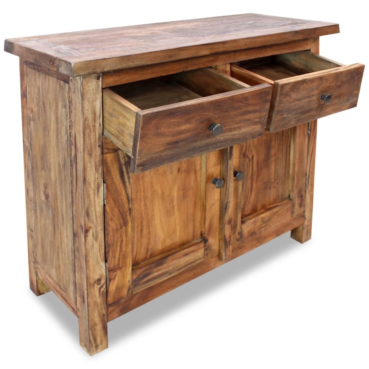 Handmade Sideboard Storage 2 Drawers Cabinet with Shelf 2 Doors Vintage Solid Reclaimed Wood K257151