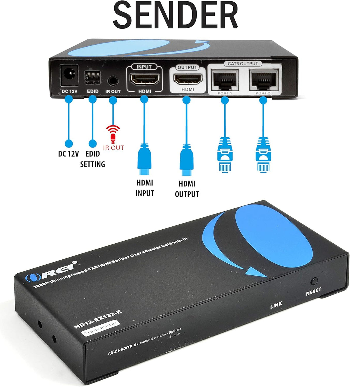 1x2 HDMI Extender Splitter Over CAT6/7 1080P B605887