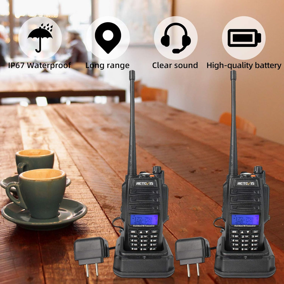 Waterproof Dual Band Rechargeable 2 Way Radio 2 Pack Z41552