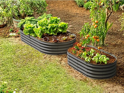Gray 6×3×1ft Galvanized Metal Raised Garden Bed I12244