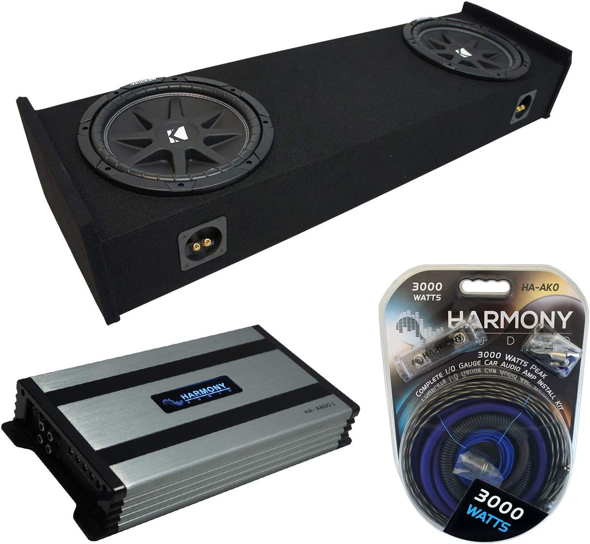 Compatible with Ford F-150 Super Cab Truck 1997-1999 Amplifier and Dual 10 Sub Box Enclosure D84678