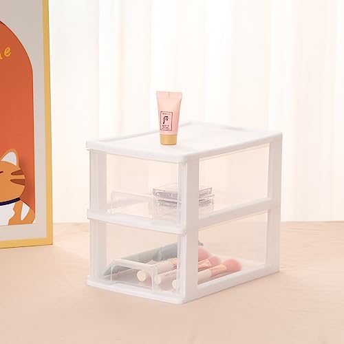 White Plastic 3 Drawer Desktop Organizer U336471