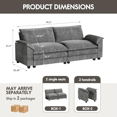 Light Grey L Shaped Chenille Sectional Sofa V1448