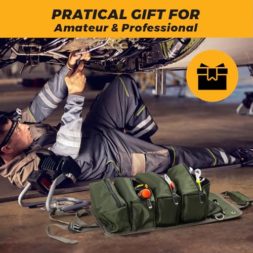 Green Roll Up Tool Bag with 2 Small Pouches I127