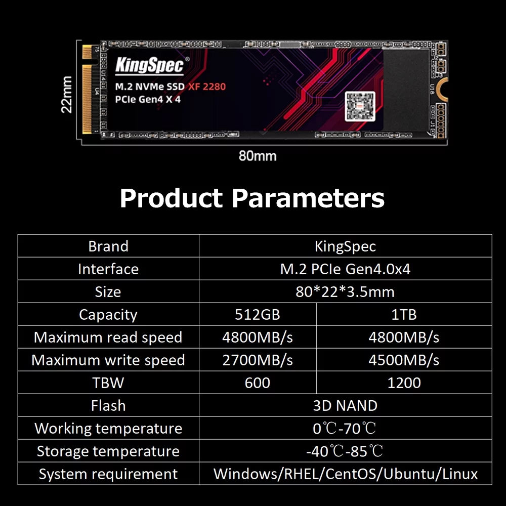 1TB M.2 NVMe PCIe Gen4.0x4 SSD X902