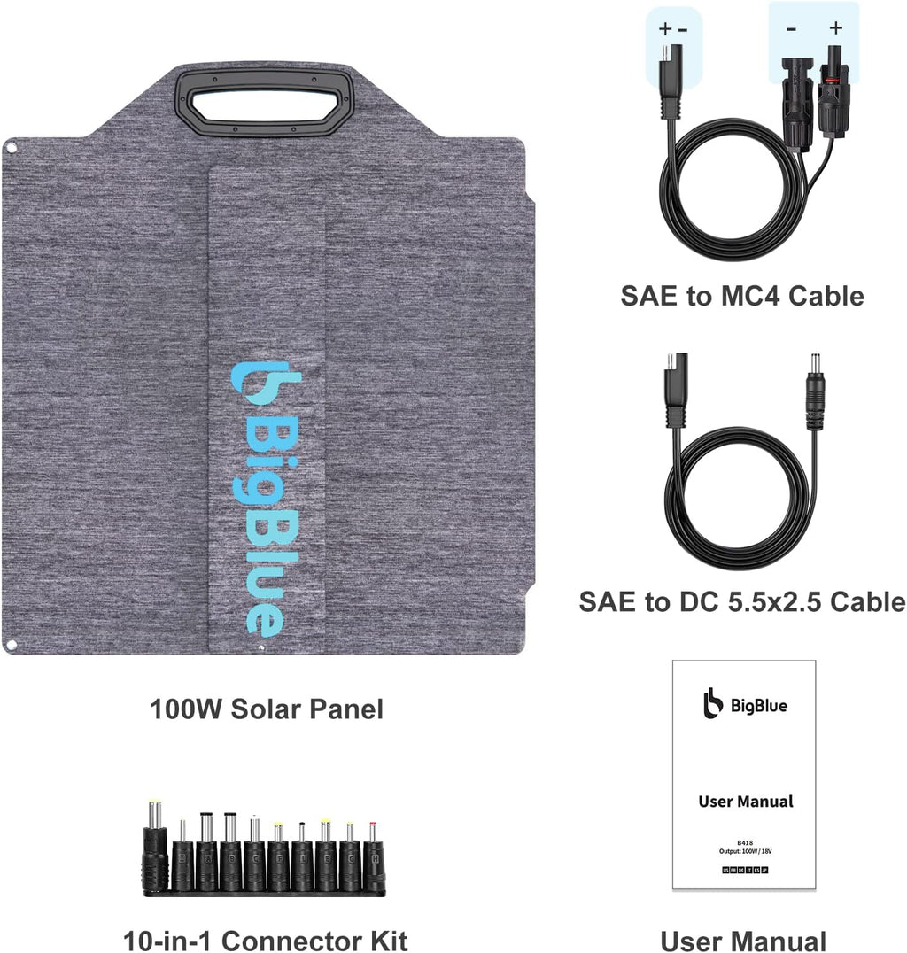 100W ETFE Portable Solar Panels with Kickstands, IP65 Waterproof A6314